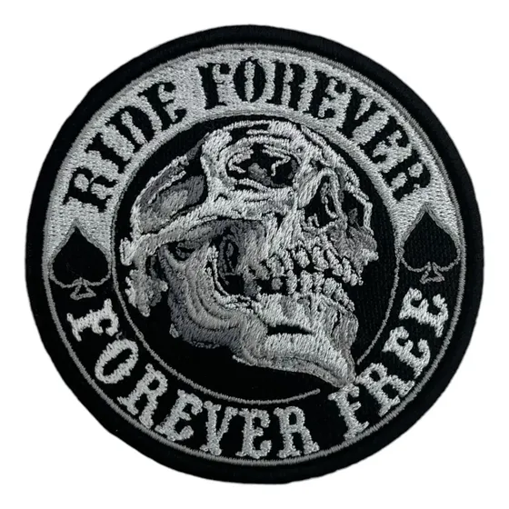 Patch Bordado Caveira Ride Forever P Cvr029l090a090