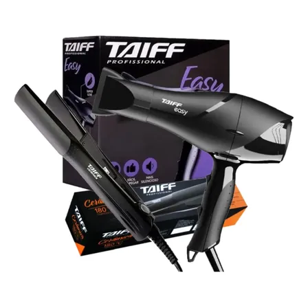 Kit Secador Taiff Easy 1700w 110v + Prancha Cerâmica 180°c 127v