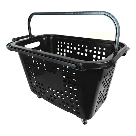 Cesta De Compras C/ Rodas 40l Preta P/ Supermercado Loja Cinza