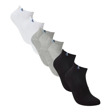 Kit 6 Pares De Meias Cano Curto Unissex Sport Lupo Branco / Cinza / Preto Liso 41-44