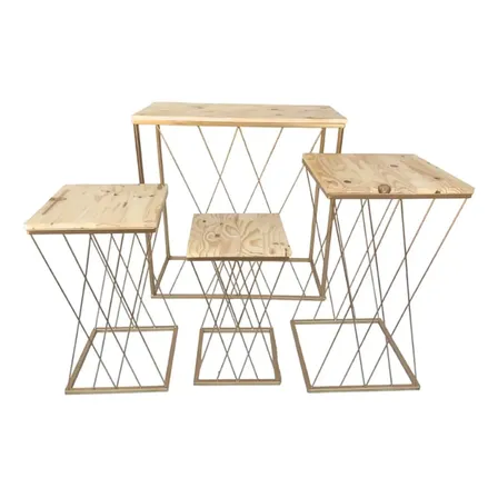 4 Mesas Teia P/ Decoração Festas Mesinhas De Ferro Dourado