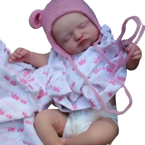 Boneca Reborn Rosale 48cm Com Acessórios Rosa