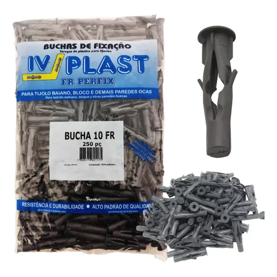 Bucha 10mm Tijolo Bloco Parede Oca C/ Aba Sem Parafuso 250pç