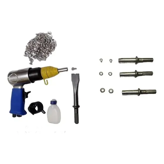 Rebitadeira Pneumática Cutelaria+4 Pontas+800 Rebites Maciço