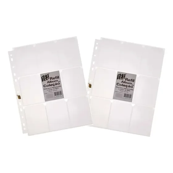 Kit 20 Folhas Plástica Pasta Fichário Cards Colecionáveis