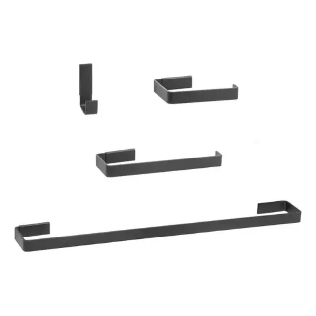 Kit Acessórios Banheiro Lavabo 4 Peças Inox Preto Fosco