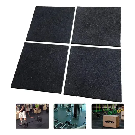 Piso Borracha Impact 16mm Kit 4 Placas 0,50x0,50m Preto Mcd Preto