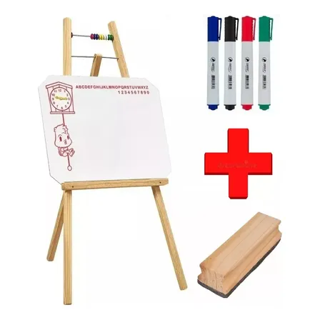 Lousa Quadro Branco Infantil C/ Cavalete + Canetas Apagador Branco