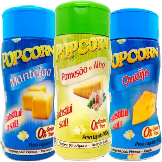 Combo Popcorn - Manteiga, Queijo E Parmesão E Alho