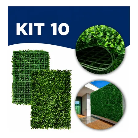 Kit C/10 Jardim Vertical Artificial Placa Buchinho 60x40cm Branco