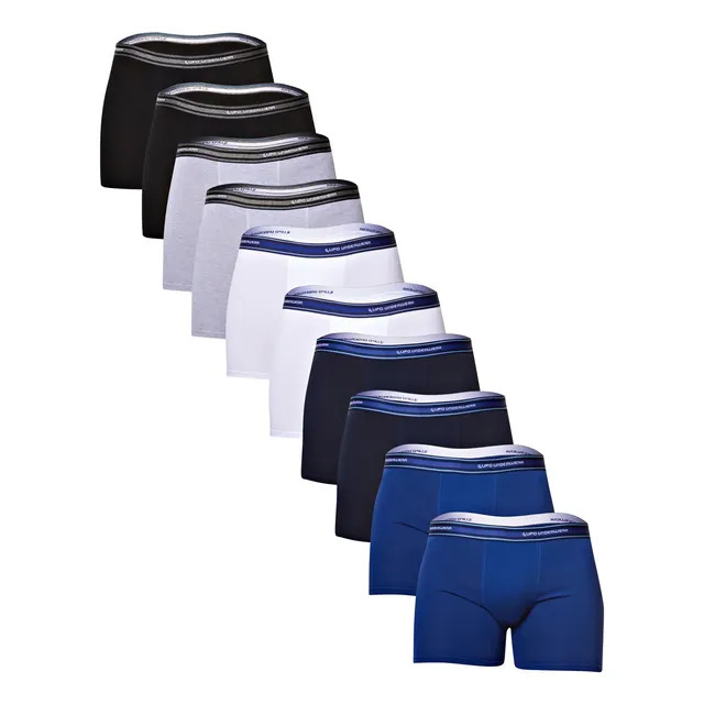 Kit 10 Cuecas Boxer Lupo Masculino Algodao Cinza/preto/branco/azul Marinho/azul Liso P