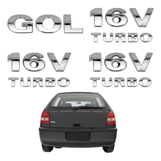 Emblemas Gol 16v Turbo + Laterais 16v Turbo - G3 Geração 3