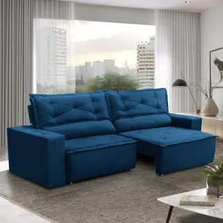 Sofá Retrátil e Reclinável 3 lugares com Molas 1,80m Livia Suede Adonai Estofados