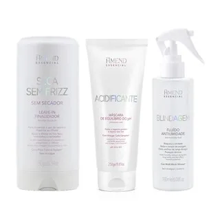 Amend KIT Seca Sem Frizz Leave-in 180g + Acidificante Máscara 250g + Blindagem Antiumidade 180ml