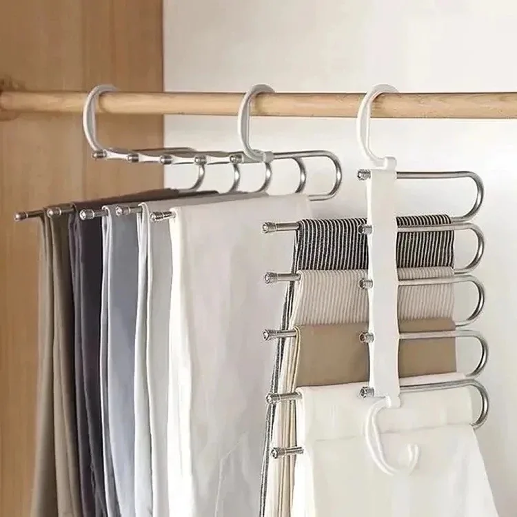 Cabide Multifuncional para Calças de Inox Aço com 5 Divisórias organizador