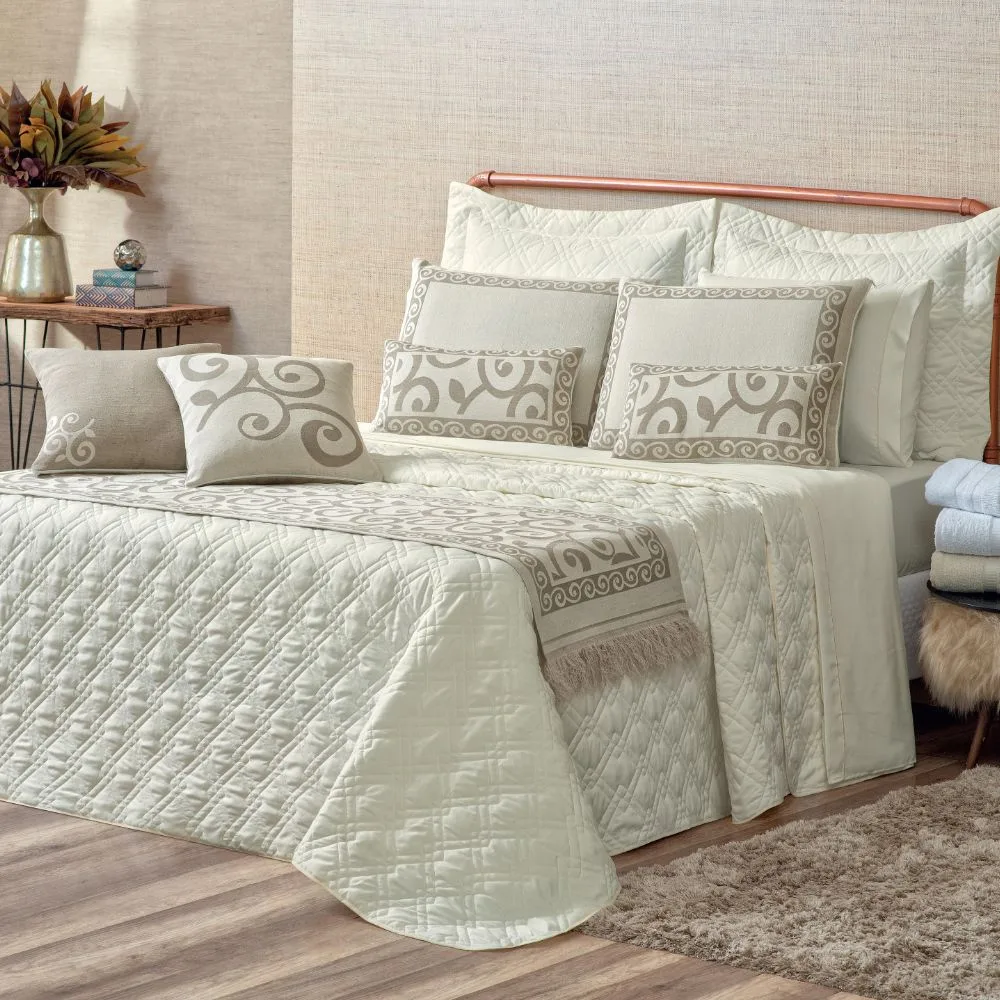 Kit Colcha Cobre Leito Completo 10 peças Cama Casal King Turin 180 Fios