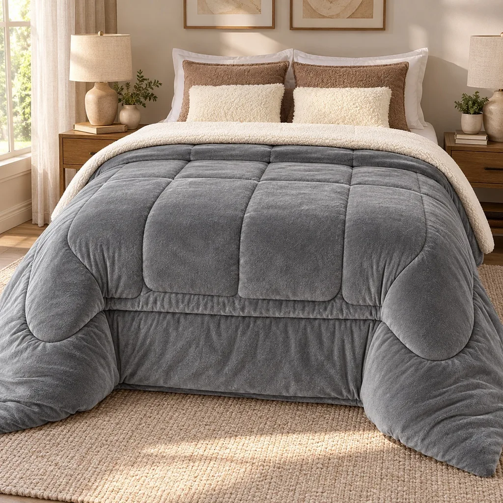 Coberdrom Edredom Sherpa Queen Casal 2,40x2,20 Inverno Macio e Quentinho Elegante e Aconchegante