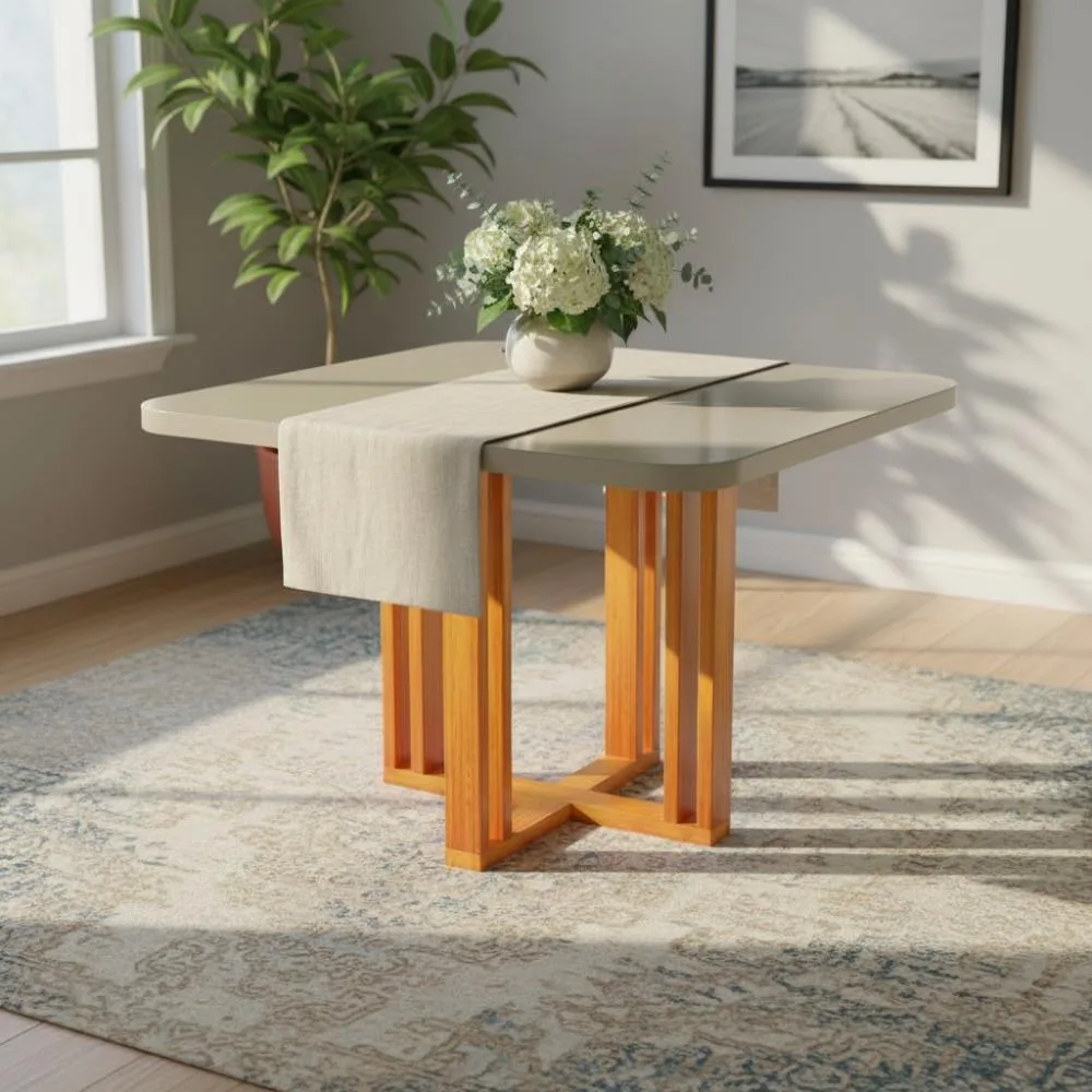 Mesa Paola 90x90 MDF/Vidro Bom Pastor
