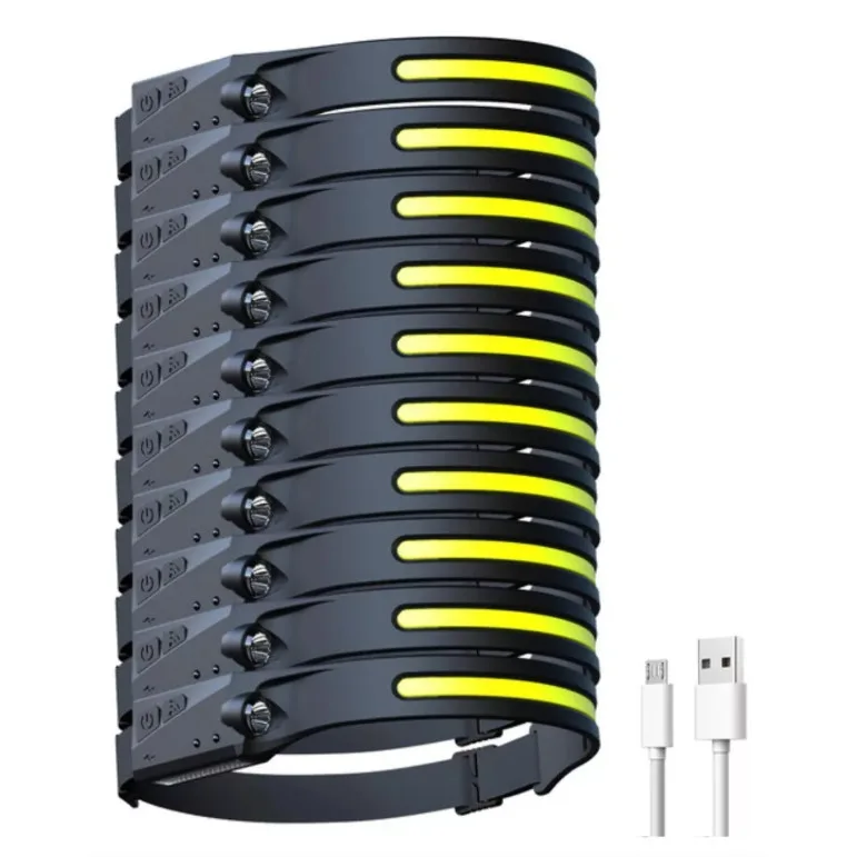 Kit 10 Lanternas de Cabeça Recarregável Led  Alta Potência Prova D'água Para Construção e Vigilância