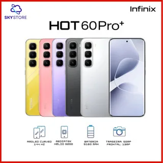 Infinix Hot 60 Pro+ 4G Tela curva  256GB+8GB RAM, Processador MediaTek Helio G200, Câmera 50MP, Versão Global