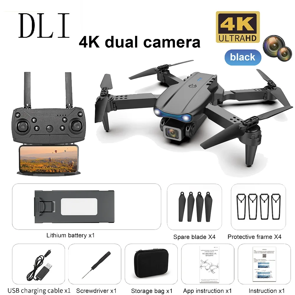 Dli E99pro Drone 4k hd Câmera Dupla Quadcopter Fotografia Aérea Rc Profissional Wifi Fpv Mini Drone
