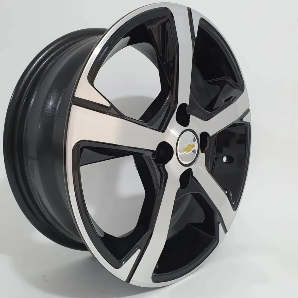 Kit 4 Rodas Aro 15 4x100 GM Onix ltz Liga Leve Prisma Onix Celta Corsa Preta Diamantada Krmai R82