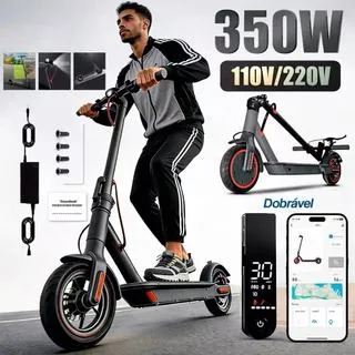 Patinete Elétrico Adulto 350W – Alta Velocidade, Bateria Longa e Suporta Até 150kg