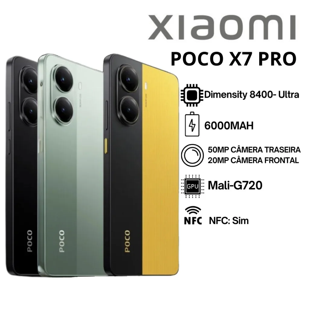 Celular Smartphone Xiaomi Poco X7 Pro 5G 256GB / 512GB Versão Global Original Lacrado Envio Imediato