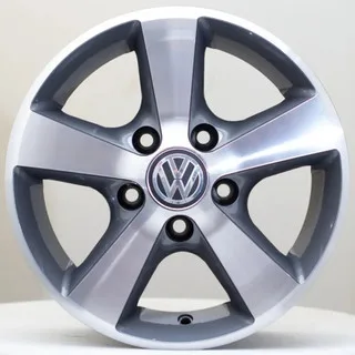 Kit 4 Rodas Aro 14x6 5x112 Vw Kombi Grafite Diamantada  Krmai L1