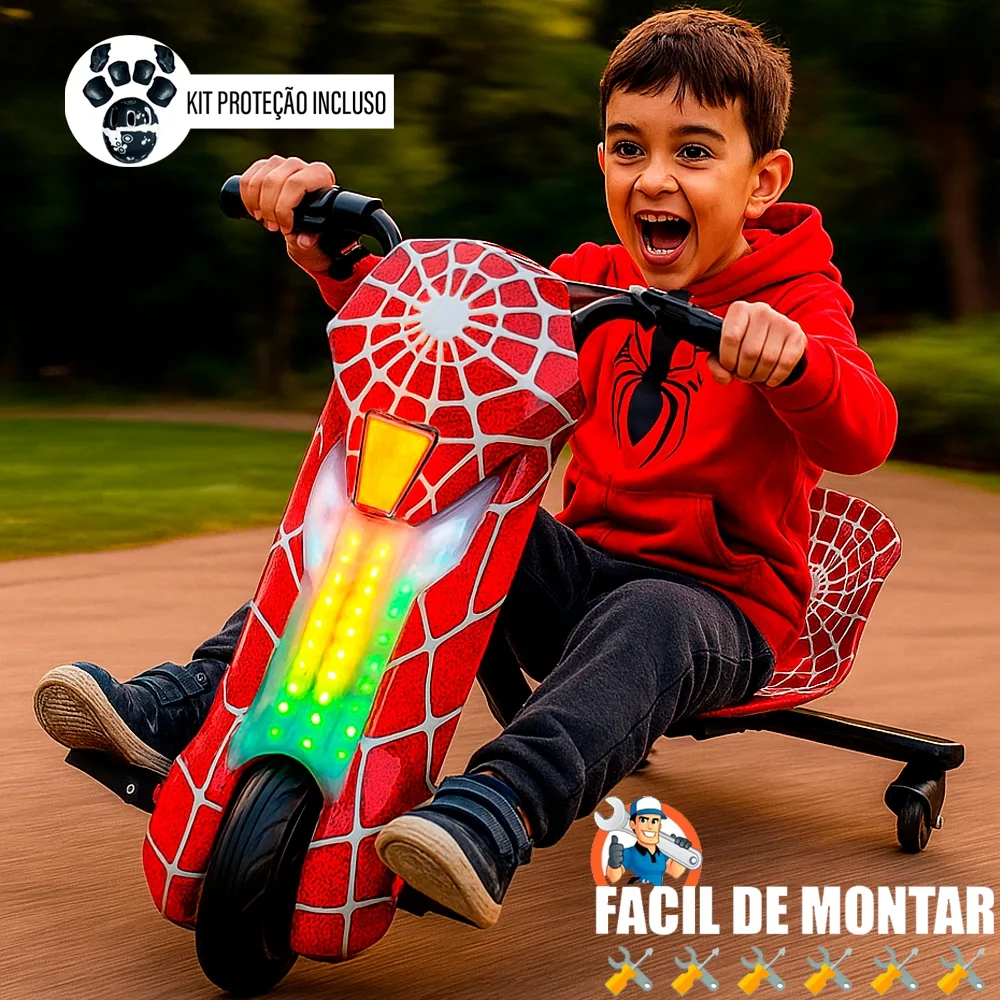 Triciclo Infantil Elétrico Drift 8' Poleg. com Bluetooth MP3