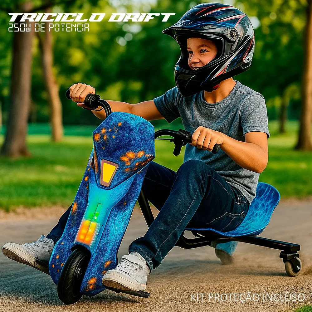 Triciclo Elétrico Interbras Drift 8” 350w com Bluetooth / Led / Bateria Recarregável