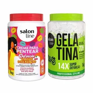 Kit Creme para Pentear Cachos Ostentação + Gelatina Super Definição 1kg