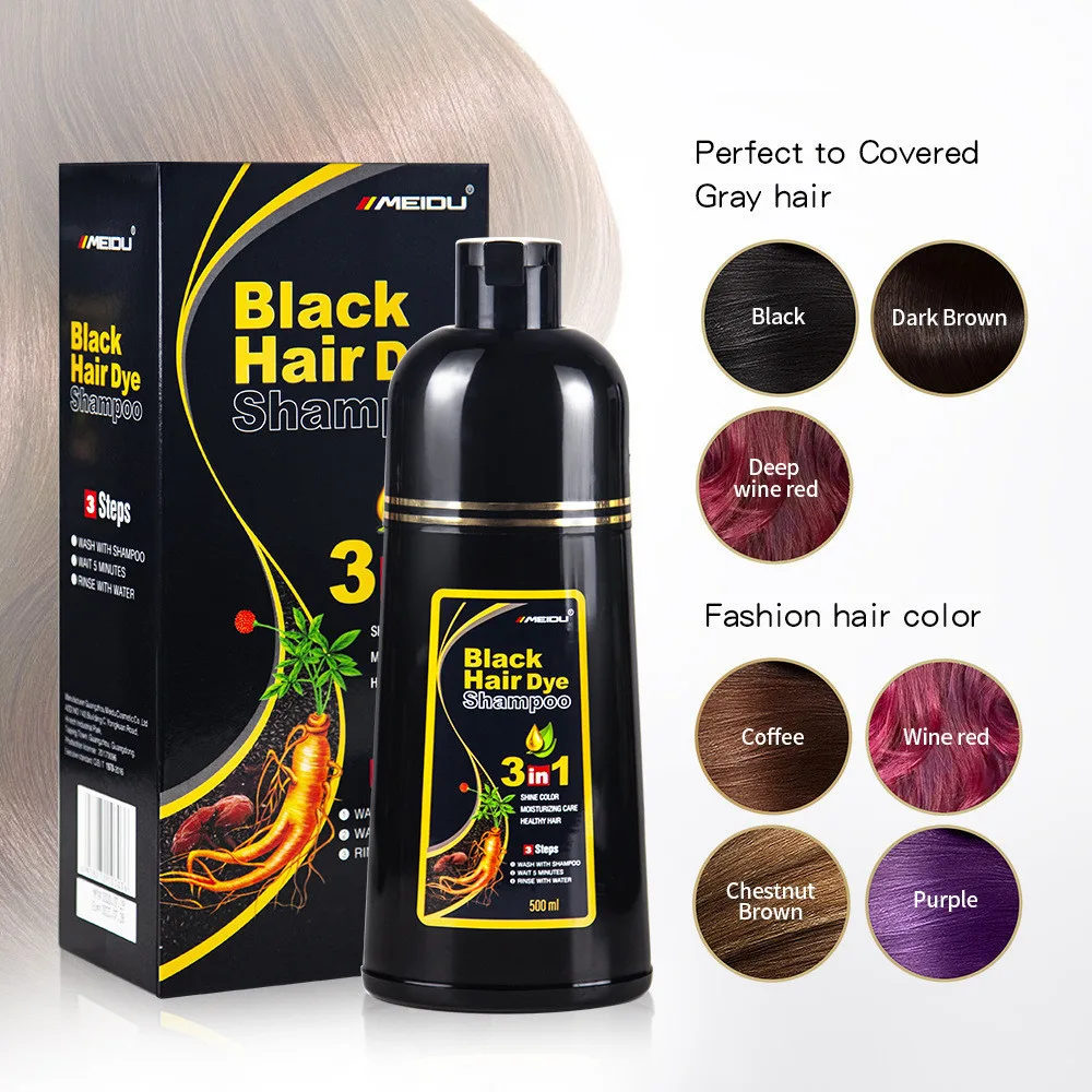 Mido Herbal hair dye shampoo Contém De Tintura Para Cabelos Orgânicos À Base De Plantas-Branco Invertido Preto Com