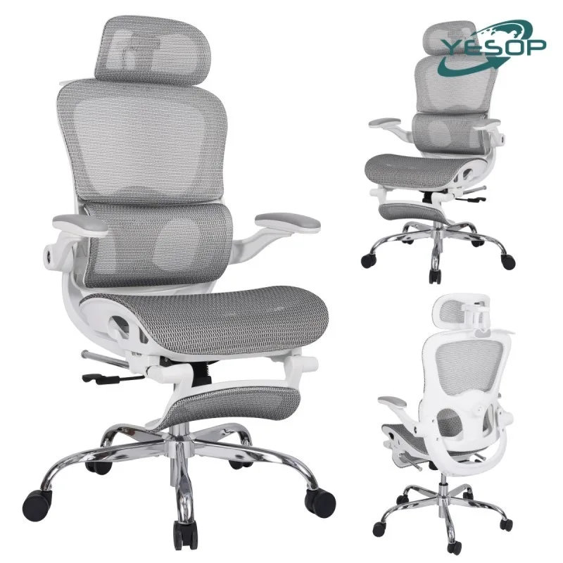 YESOP Cadeira De Escritório Ergonômica Com Apoio Lombar E De Pernas Assento Zero Gravity Cor Branco