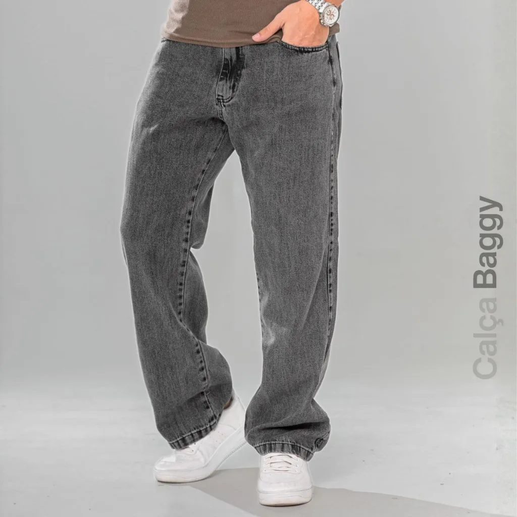 Calça Baggy Balão Jeans Grafite Marmorizada Streetwear Larga Skatista 36 ao 48