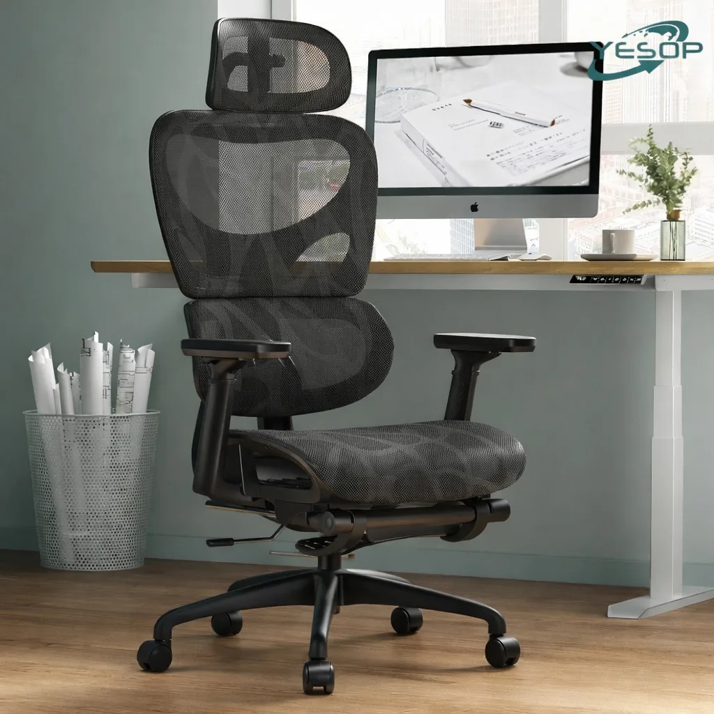 YESOP Cadeira Ergonômica Escritório Gamer Estudo Assento Zero Gravity Capacidade 150kg Cor Preto