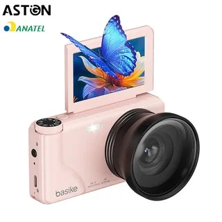 Astgn X Basike Câmera Digital Portátil 4K 64 MP Zoom 18x Tela Giratória Ideal para Vídeos e Fotos Sem cartão de memória