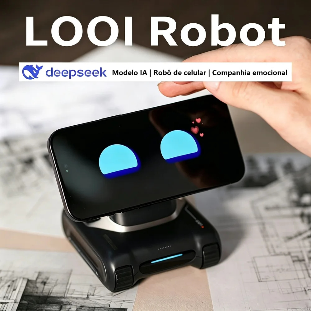 Robô Companheiro de Mesa LOOI, ChatGPT Integrado, Reconhecimento de Gestos e Cena, Carregador Sem Fio Incluso