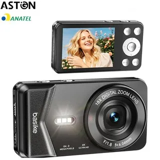 Astgn X Basike Câmera Digital 4K Zoom 18XEstabilização Eletrônica | Tela 2.8” | Fotos 64MP | 3 CorSem cartão de memória
