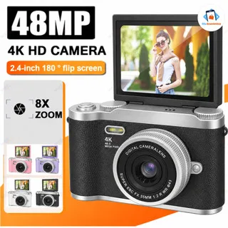 Câmera Digital 4K com Tela Flip 180° Ideal para Selfies Zoom 8x CCD 48MP Compacta Estudantil