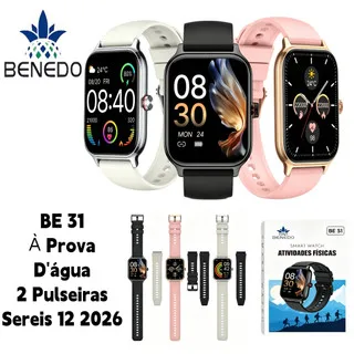 Smartwatch BE31 Relógio digital masculino feminino Series 12 2026 inteligente Aprova D'água IP68