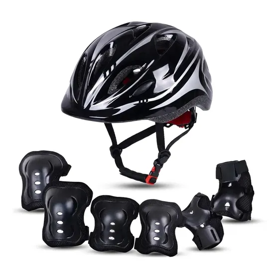 Kit Protecao Infantil Unissex Capacete Cotoveleira Joelheira