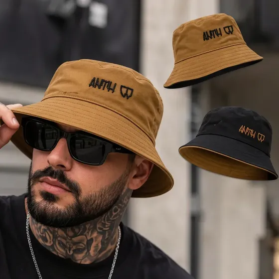 Bone Bucket Hat Anth Co 100% Original Top