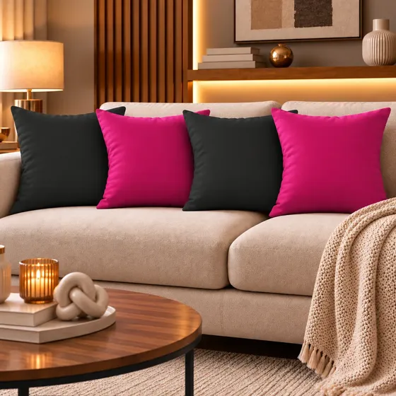 Kit 04 Almofada Cheias Com Zíper 45x45 De Luxo Promoção