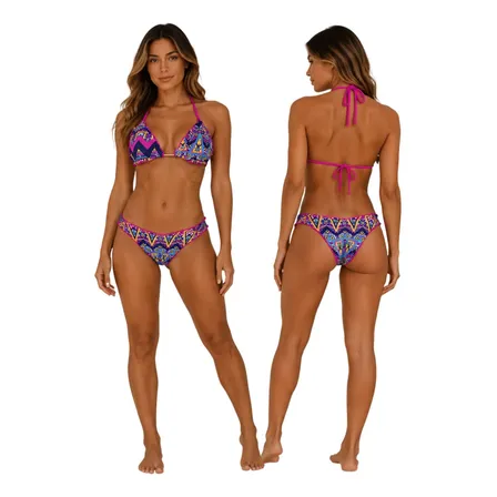 Biquíni Feminino Cortininha Com Bojo Calcinha Levanta Bumbum