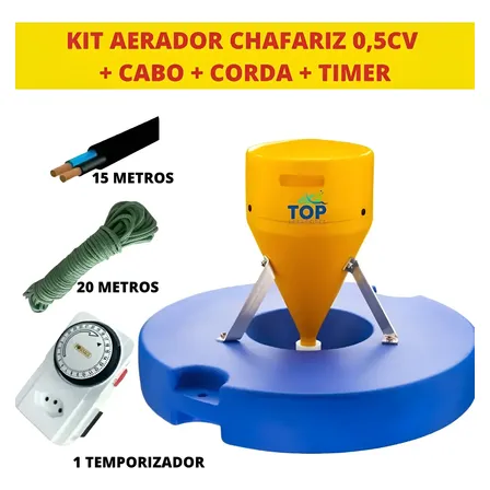 Kit Aerador Chafariz Piscicultura +corda+timmer+ Cabo