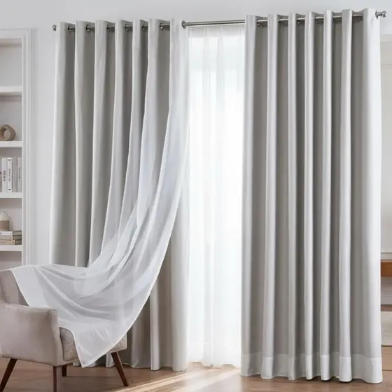 Cortina Blackout Com Voil 4,00x2,50 Blecaute Em Tecido