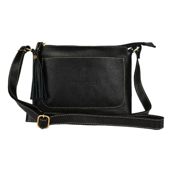 Bolsa Feminina Em Couro Legítimo Transversal + Brinde Grátis