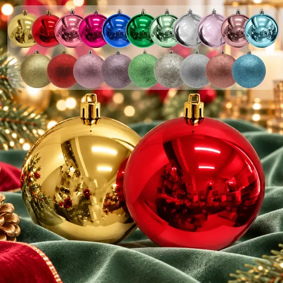 Kit 30 Bola De Natal 10cm Grande Vermelho Dourado Azul Prata