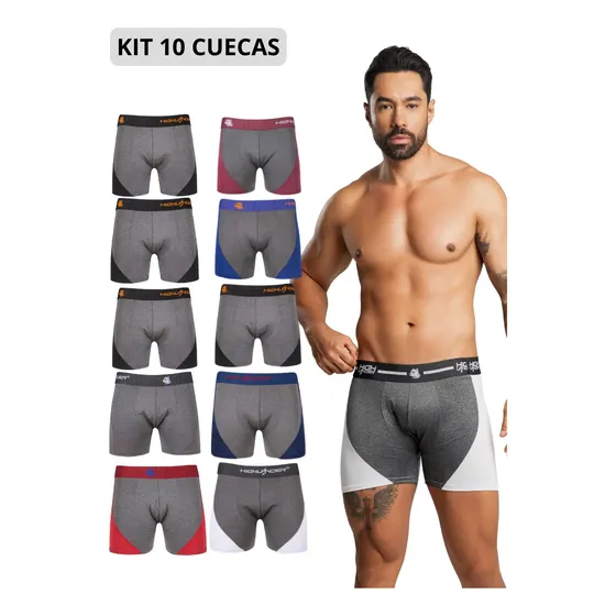 Kit 10 Cuecas Boxer Masculinas Highlander Sortidas Box